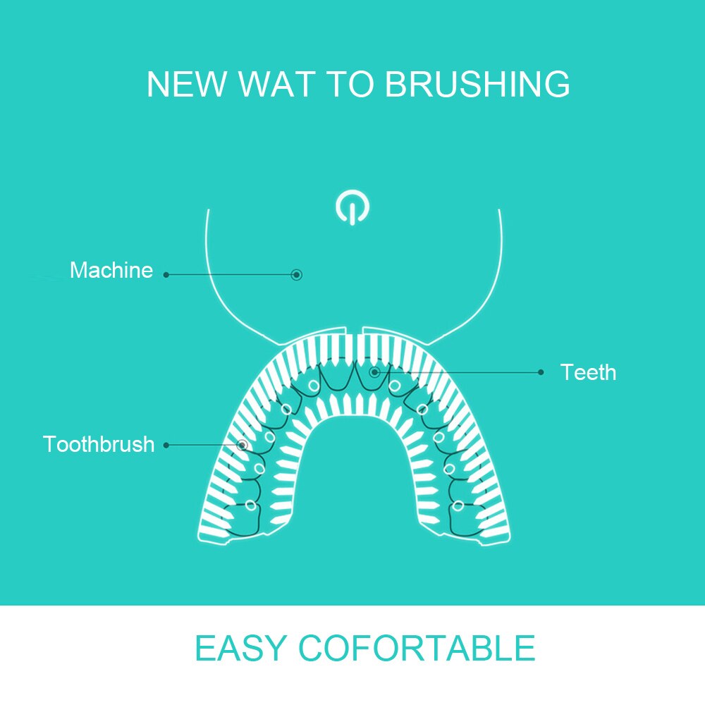 360 Degrees Intelligent Electric Toothbrush U Type Automatic Sonic Tooth Brush USB Charging Tooth Teeth Whitening Blue Light