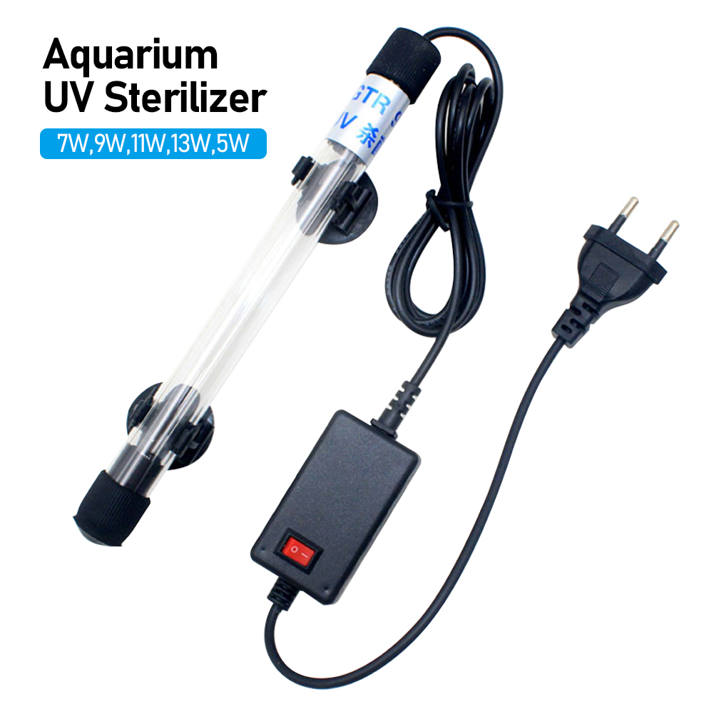 Submersible UV Sterilizer Lamp Ultraviolet Light Diving Sterilization Lamp Disinfection for Aquarium Water Fish Tank Pond 5-13W