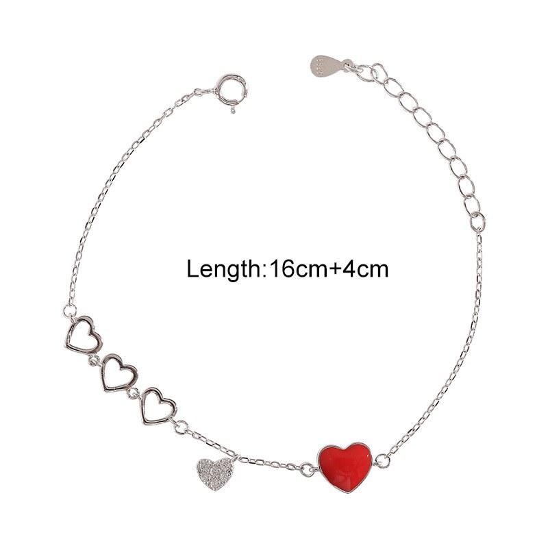 Pulsera de corazón de amor para mujer, de Plata de Ley 925, joyería de circón ajustable, románticos, S-B264