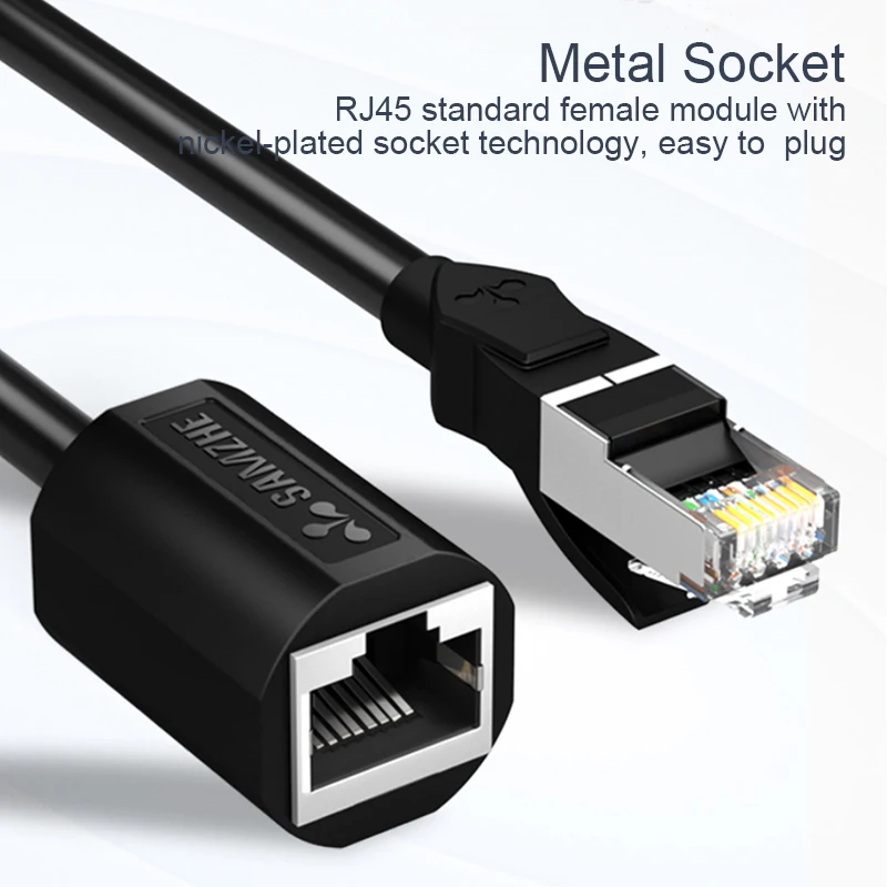 SAMZHE kabel RJ45 przedłużający Ethernet Adapter do kabla CAT6 sklejka sieciowa sznury ekranowany kompatybilny z CAT 6 5E 5
