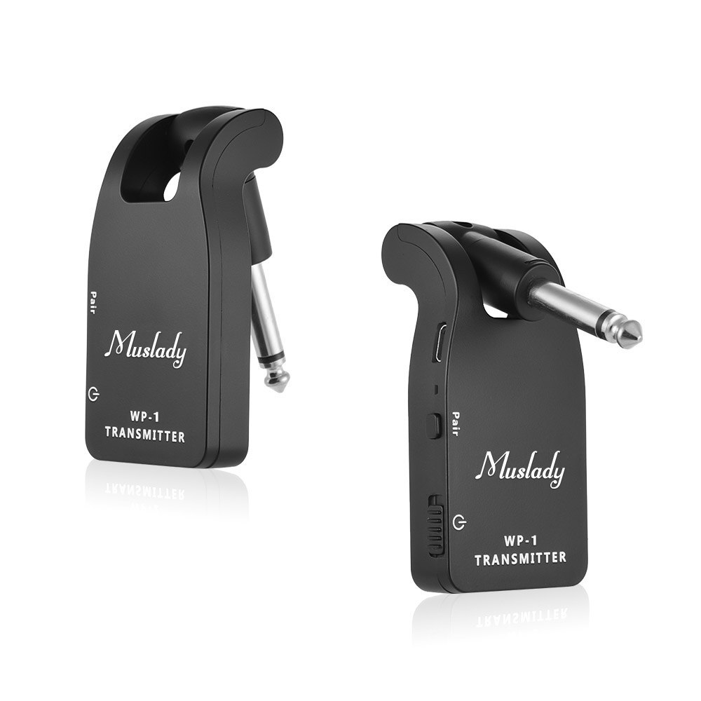 Muslady 2.4G Wireless Guitar System Transmitter & Receiver Built-in Rechargeable Lithium Battery 30M Transmission Range: Black