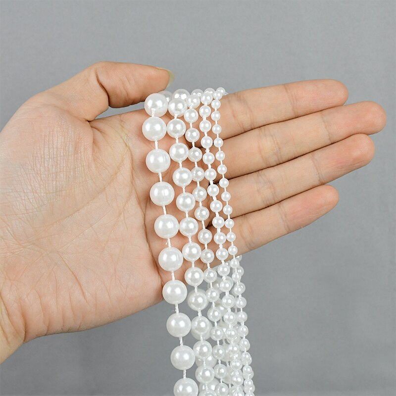 3M 4-10mm Garment Beads Chain Artificial Pearl String Line Handmade Accessories for DIY Wedding Decoration Imitation Pearl Beads