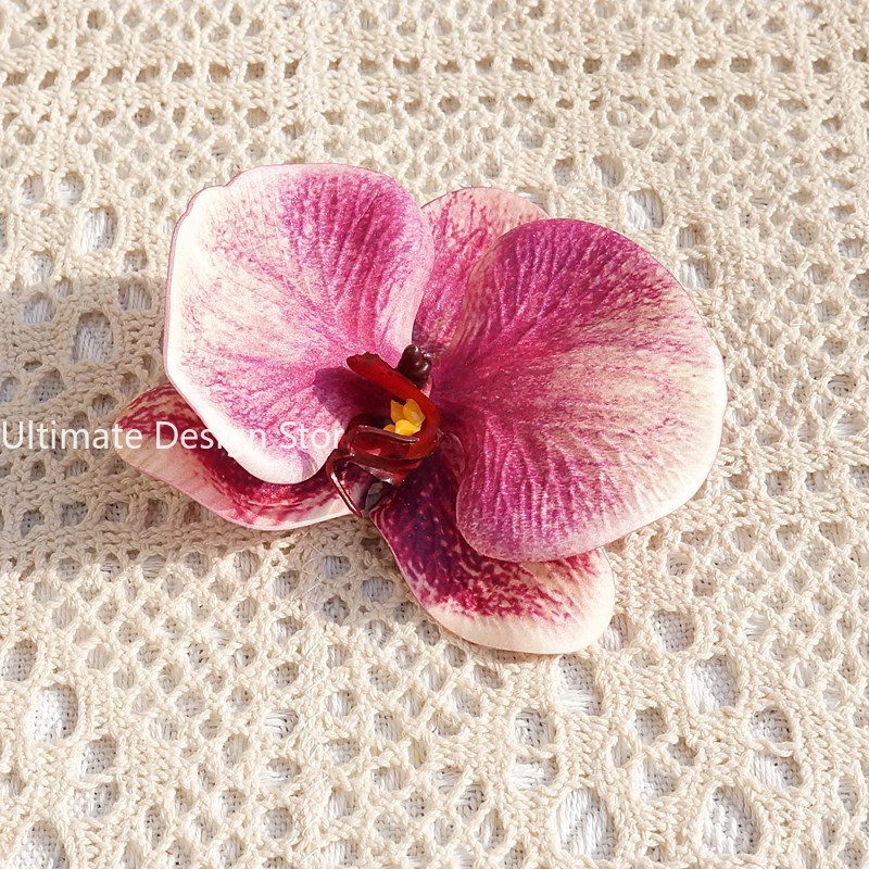 Accesorios para el cabello de novia con orquídeas de algodón y silicona impresos en 3D, recuerdos de boda elegantes, decoraciones de: Beige