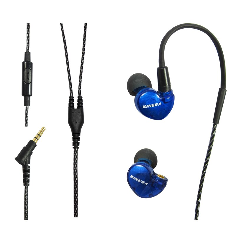 Ak kinera  bd005 1dd+1ba hybride in-ear oordopjes oordopjes hifi dj monitor hardlopen sport oordopjes oordopjes met microfoon afneembare kabel: Blauw