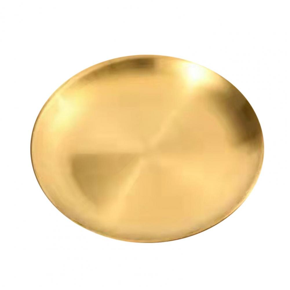 Useful Dinner Plate Unique Anti-corrosion 201 Stainless Steel Not Easily Deformed Dinner Plate:  Golden 23cm