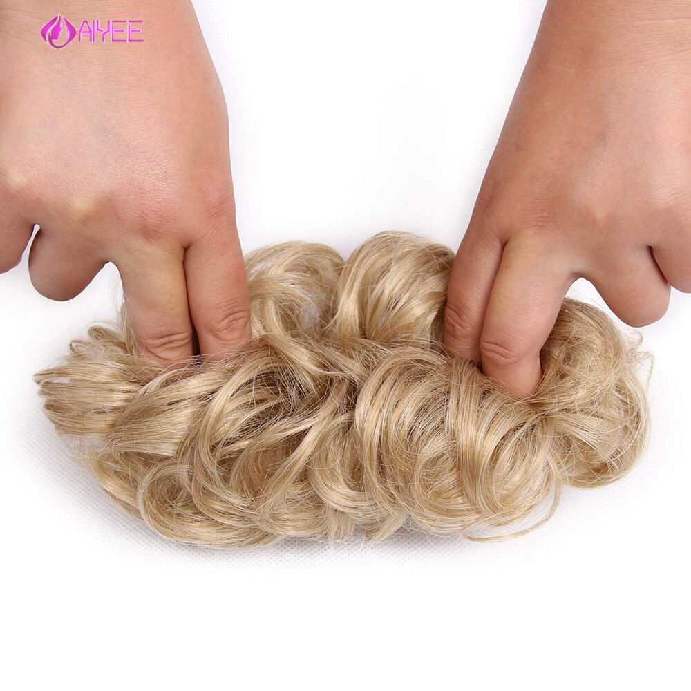AIYEE Hair Piece Straight Hair Bun Tousled Messy Updo Bun Donut Elastic Chignons Ponytail Hairpiece Extension