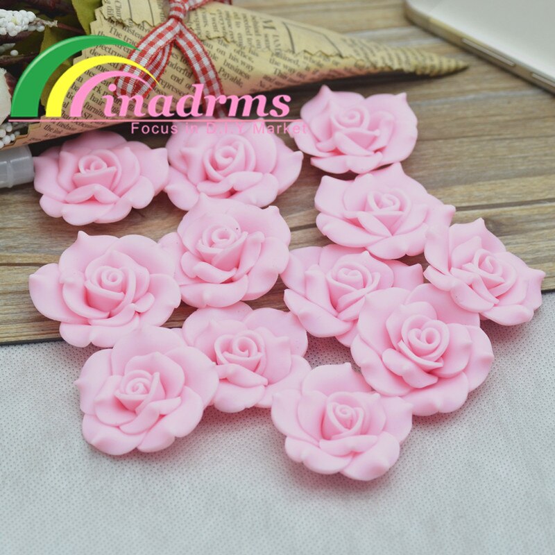 38mm Hand Made Pink Soft Clay Rose Flower,D.I.Y Decoration,jewelry Accessories,embelishments Supplies