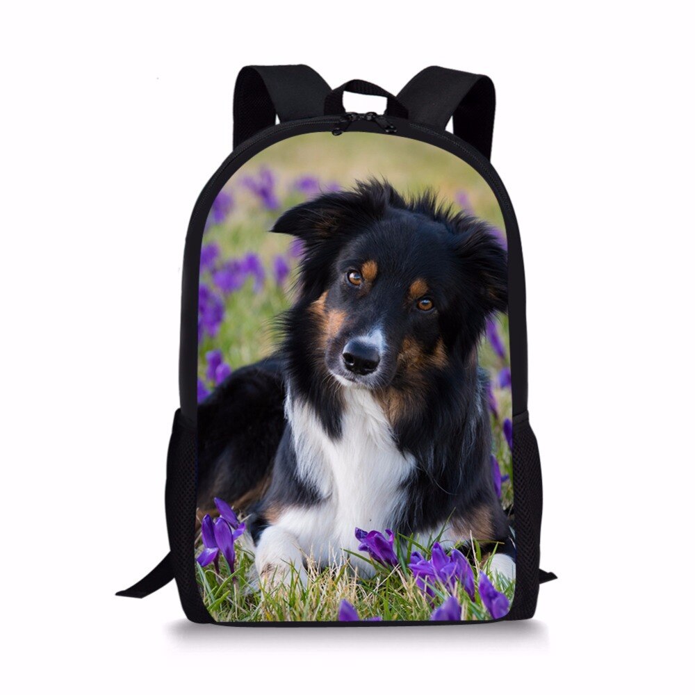 3D Border Collie Dog Print Backpack SchoolBags for girls boys teenager orthopedic school bag packbags mochila escolar bookBag