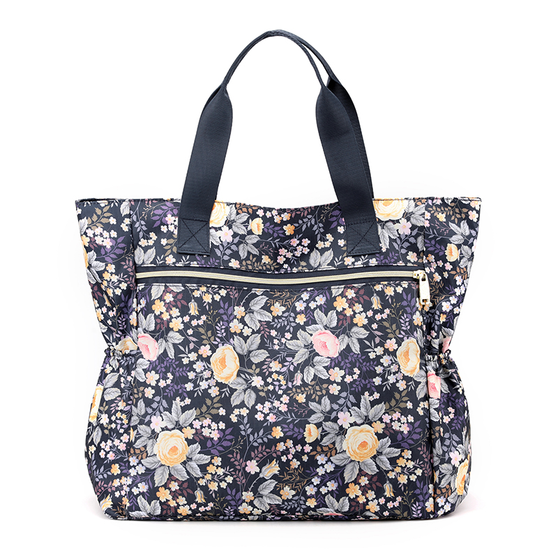 Stor skuldertaske med tophåndtag, let dametaske, nylonhåndtasker, blomstermønstrede tote-tasker, strandtasker, feminin bolsa