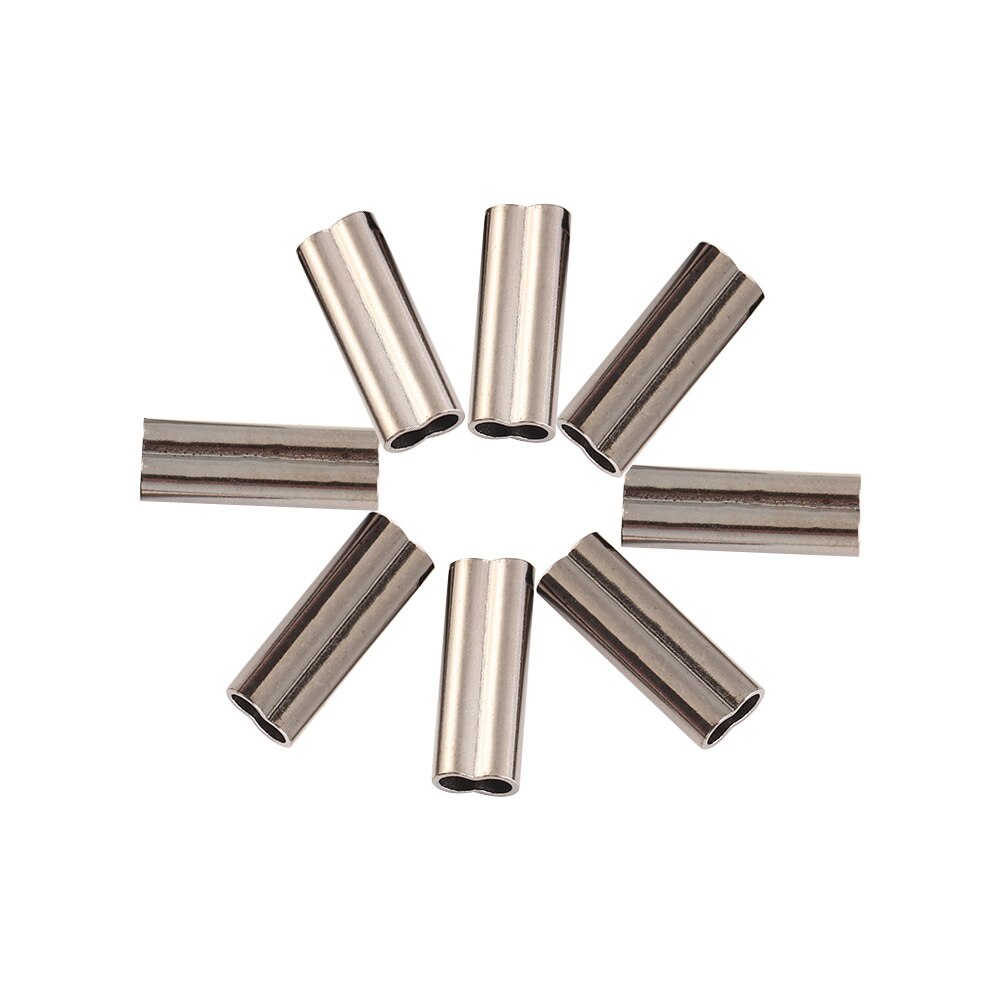 100pcs Durable Connector Oval Stainless Steel Double Copper Tube Fishing Wire Tube Line Crimping Sleeves 6 Sizes