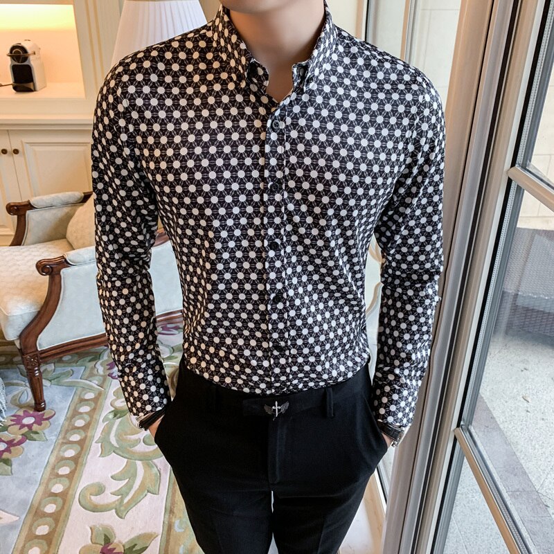 Homme Fleuri Chemise Chemise Boutonnée manche longue Mode Streetwear
