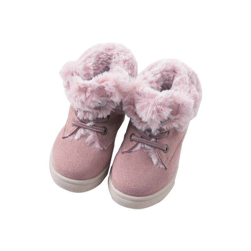 DB8807 Dave Bella outono inverno bebê da menina do menino sapatos casuais sapatos crianças sapatos de inverno da marca com pele: grey pink / 25