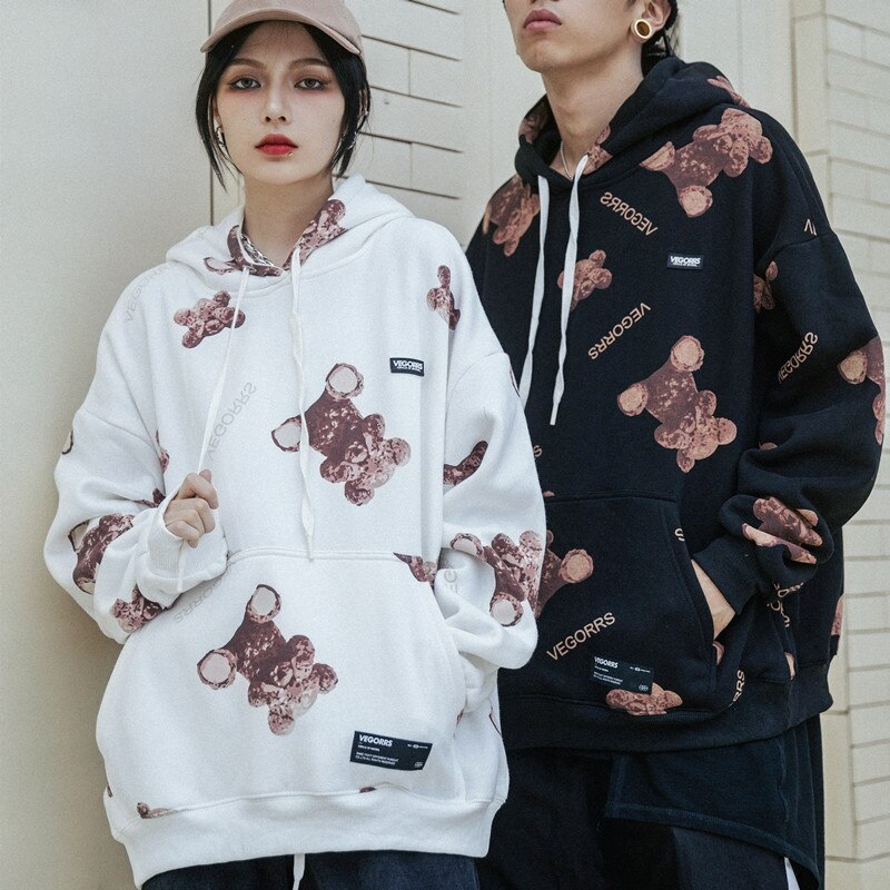 VEGORRS Neue Bär Manyinka zur Seite fahren Männer Und Frauen Hüfte hüpfen Paar verlieren Skateboard Hoodie