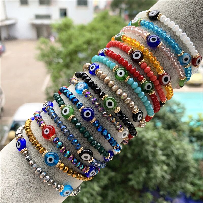 Cristal bleu turc mauvais œil Bracelets pour femmes à la main perles de verre chaînes bijoux chanceux accessoires Couple Bracelet