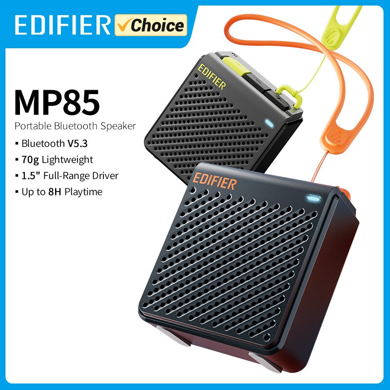 Edifier MP85 Draagbare Bluetooth-luidsprekers Camping Wandelluidspreker Draadloos Stereo 70g Lichtgewicht 8H Afspelen Waterdicht