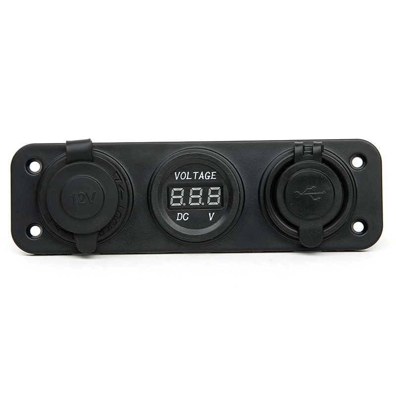 Dc 12v bilelektronik cigarettändare usb-uttag splitter motor bil dc digital voltmeter 3 -håls panel strömuttag/dubbel usb
