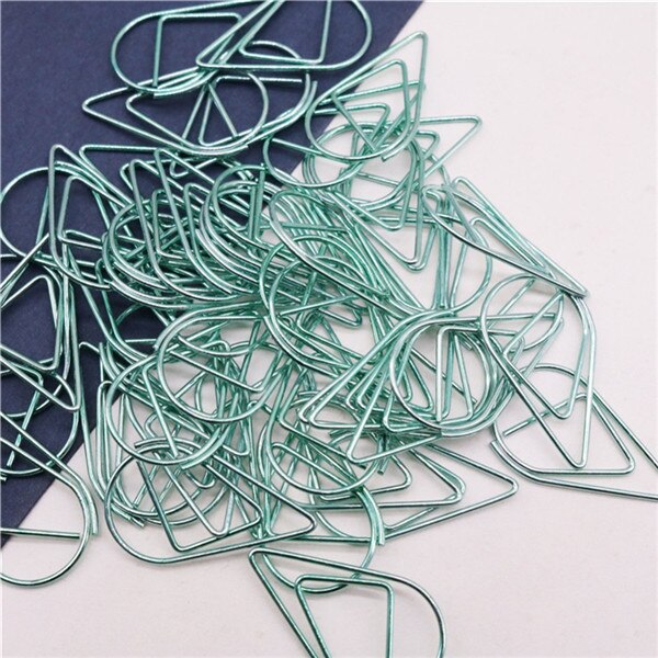 Clips de papel para modelado, Material metálico con forma de gota de agua, marcapáginas de color dorado, plateado y negro, 2,5x1,5 cm, 50 unids/lote: green