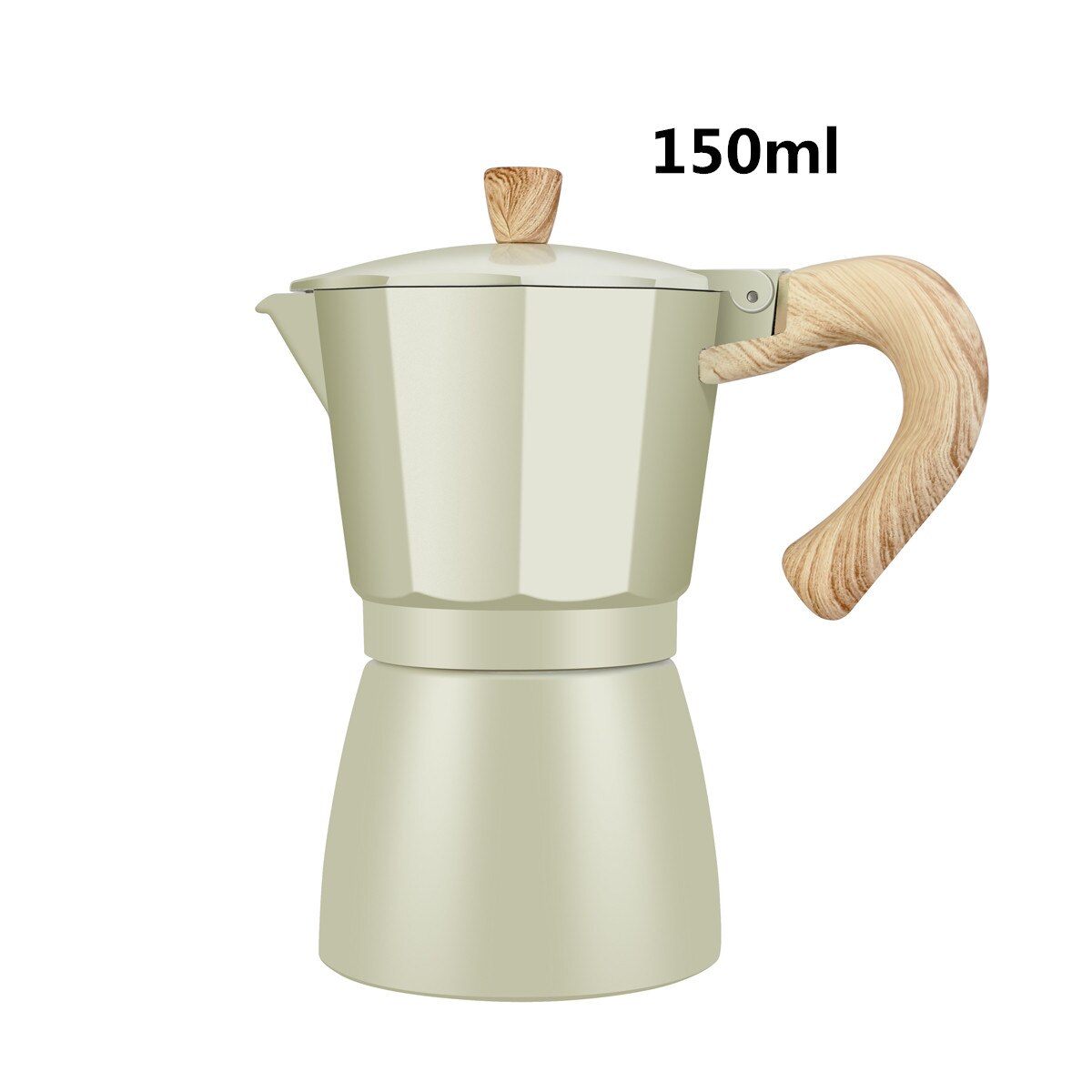 150ml 300ml kaffemaskine aluminium mokka espresso percolator pot kaffemaskine moka pot stovetop kaffemaskine: Lysegul 150ml