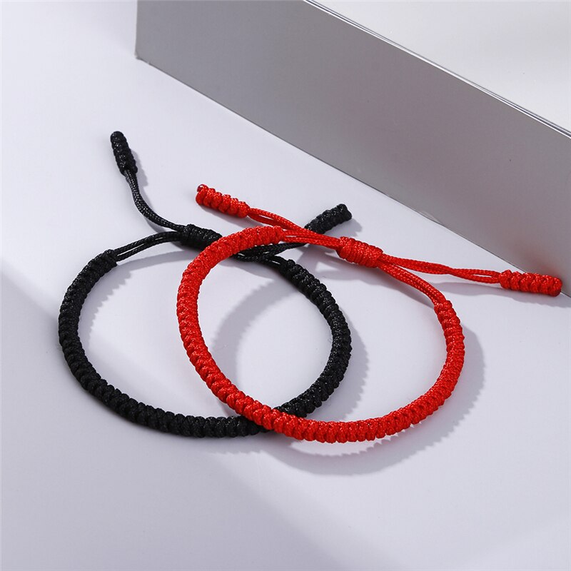 Black Red String Braided Couple Bracelet Woven Knots Lucky Rope Bracelets Bangles Men Women Anniversary Jewelry Lover