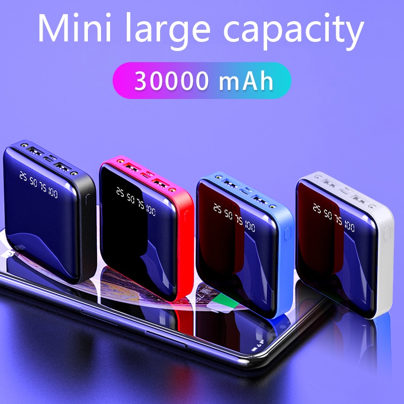 30000mAh Mini batterie d'alimentation pour Xiaomi iPhone Samsung Mini Powerbank charge rapide chargeur Portable batterie externe batterie Pack
