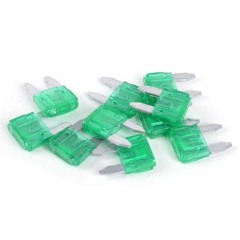 100 stk assortert mini bilsikringer 3a 5a 7.5a 10a 15a 20a 25a 30a 35a 40a amp med boks+klips auto blad type sikringssett