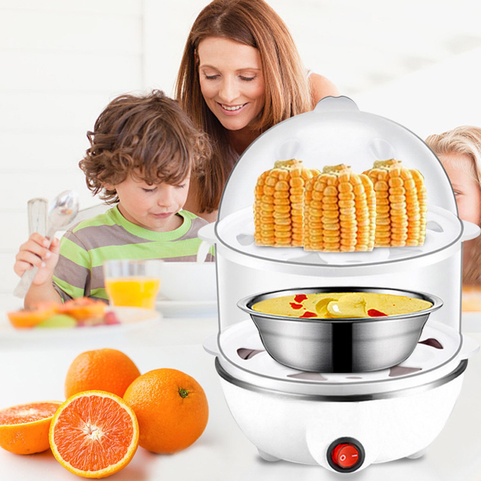 Egg Steamer Double-layer Egg Cooker Stainless Steel Breakfast Machine Multi-function Boiled Egg Artifact Mini Small Steamer