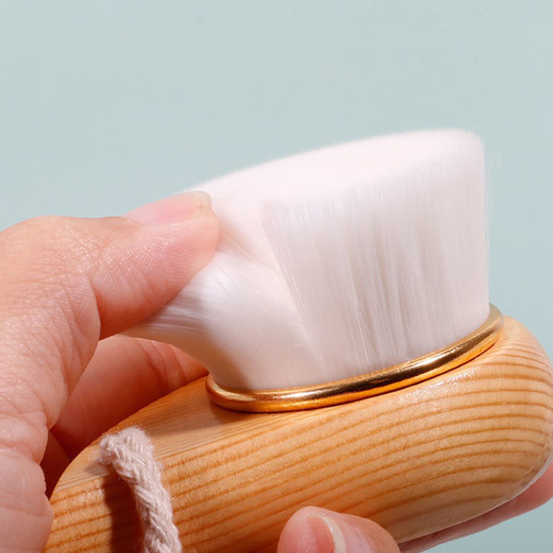 Limpiador profundo de espinillas, cepillo de masaje Facial de belleza, cuidado Facial, mango de madera, cepillo de limpieza Facial, exfoliante de pelo de fibra suave