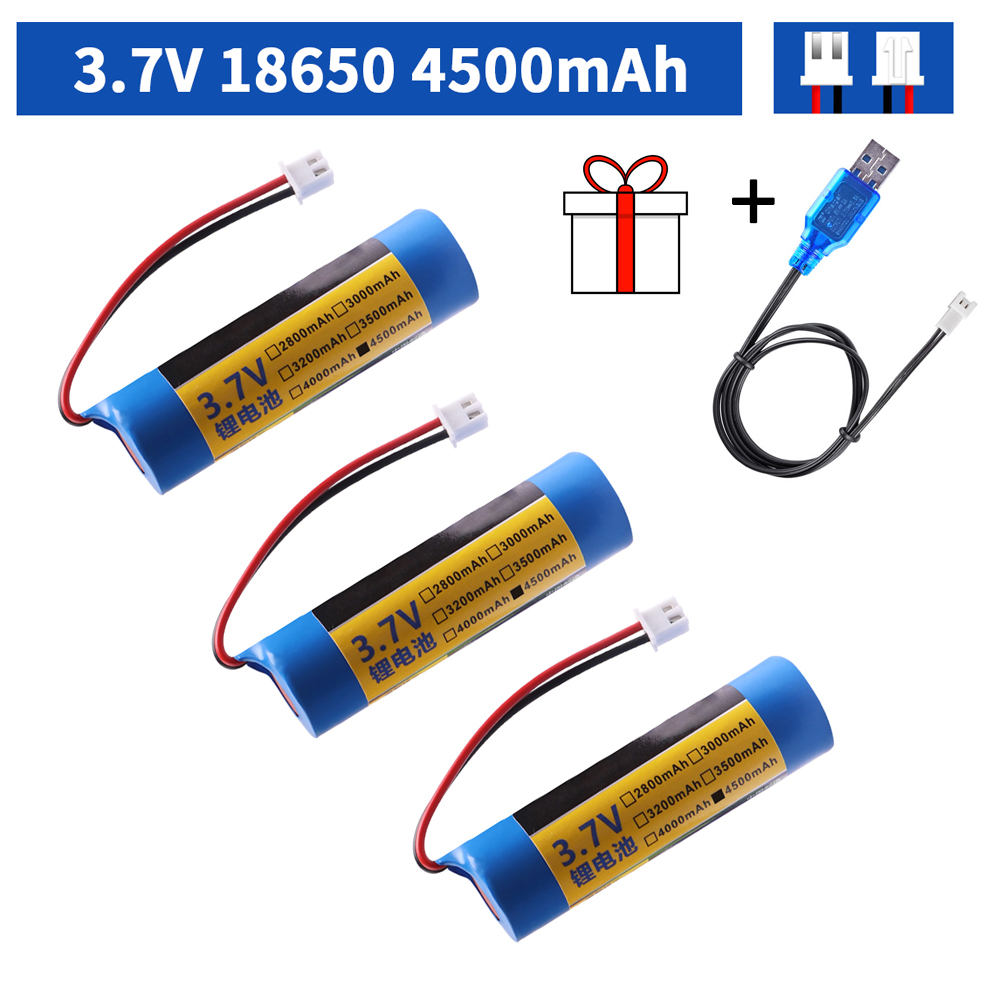 4500mah 3.7 V 18650 Battery Pack Xh2.54-2p Plug Li-lon Rechargeable Lithium Battery with charger Clock Bluetooth Audio Battery: Beige