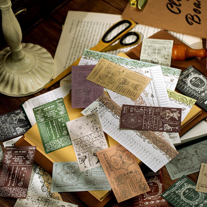 50 pcs/lot Vintage Decorative paper Antique ticket Collage Scrapbooking material paper handmade Diy Diary Craft Supplies