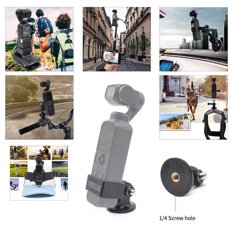 Dji Pocket 2 Accessoires Handheld Camera Smart Telefoon Houder Beugel Vaste Stand Adapter Grens Clip Base Schroef Osmo Pocket Clip: Grey