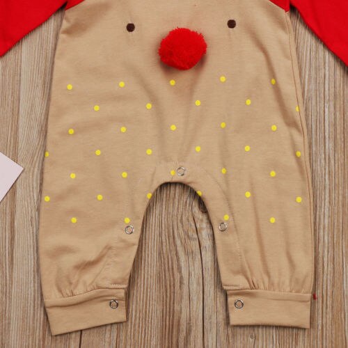 Pudcoco 2 Stuks Pasgeboren Baby Jongens Meisje Kerst Rompertjes Lange Mouwen Herten Romper Jumpsuit Hoed Nachtkleding Party Kostuum Babykleertjes