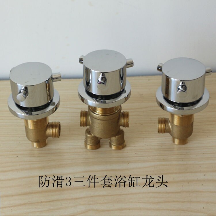 MTTUZK Solid Brass Chrome Finish Bathtub and Cold Water Control Valve Bath Shower Mixer Bathtub Faucet 3 Piece Set Faucet: 3pcs set