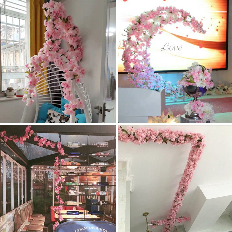 1 Uds. Guirnalda de flores artificiales, guirnalda de cerezas, telas no tejidas, tela de flores para pared, decoración de lujo para el hogar, decoración para el jardín