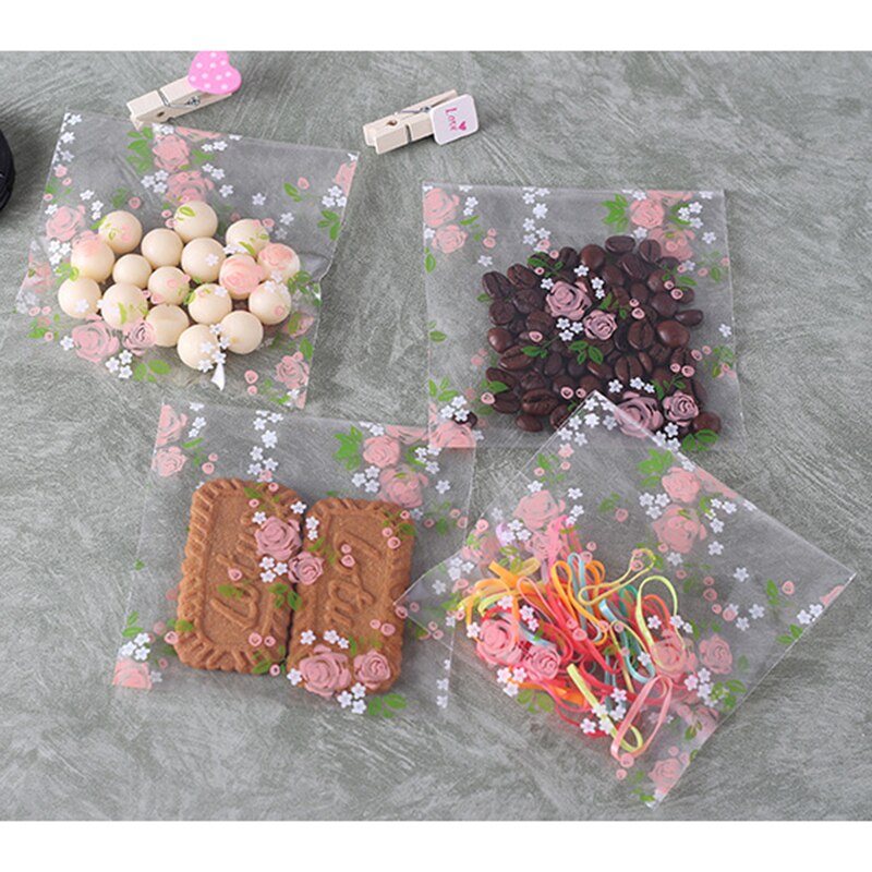 100Pcs packaging bag plastic self-adhesive DIY biscuit packaging bag bread baking supplies candy packaging party decoration