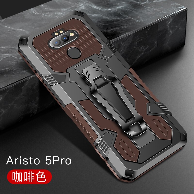 Armor Case For LG Aristro 5 Shockproof Belt Clip Holster Cover For LG Aristro 5 Pro Cover Caso Coque Fundas Capa LG Aristro 5Pro: For LG Aristro 5Pro / Auburn
