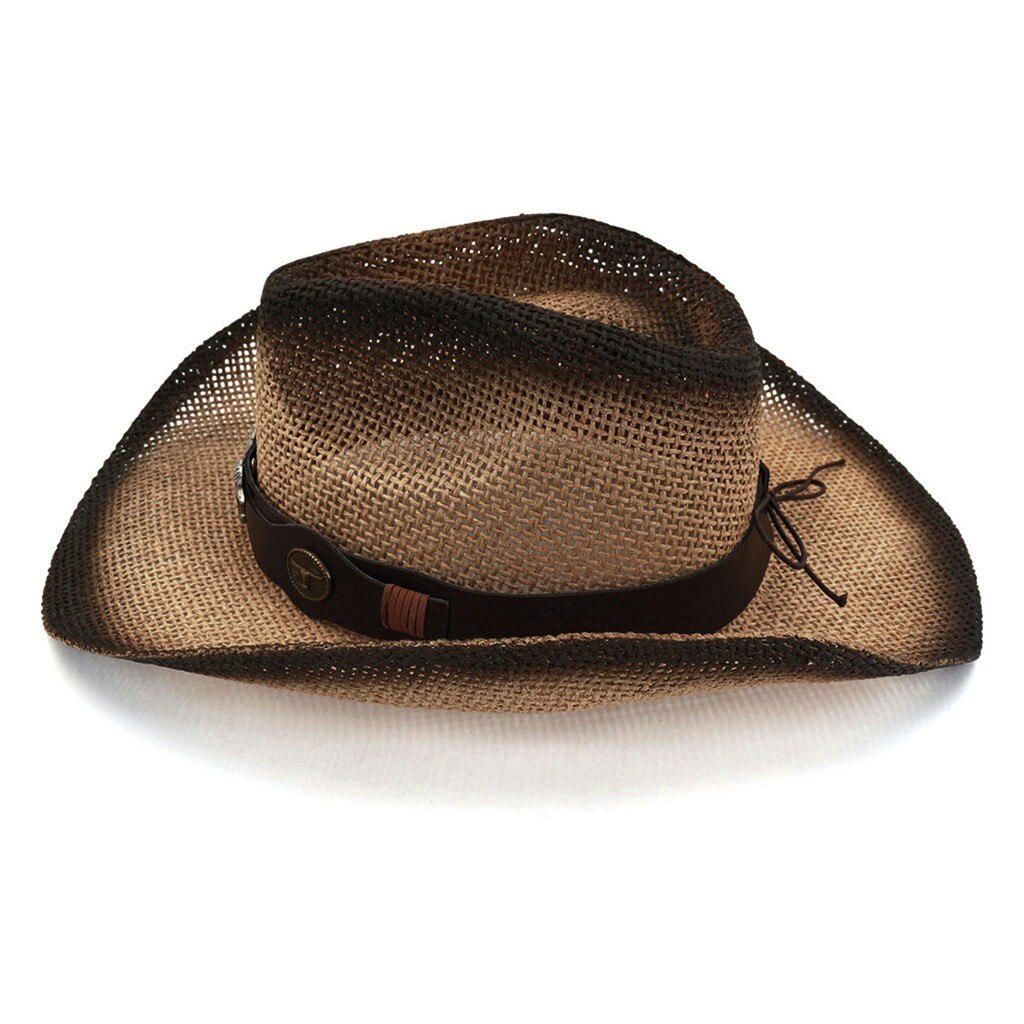 Männer Frauen Retro Große Krempe Sonnenhut Western Cowboy Hut Außen Breite Sunbonnet Beiläufige Reiten Leder Gürtel Kappe