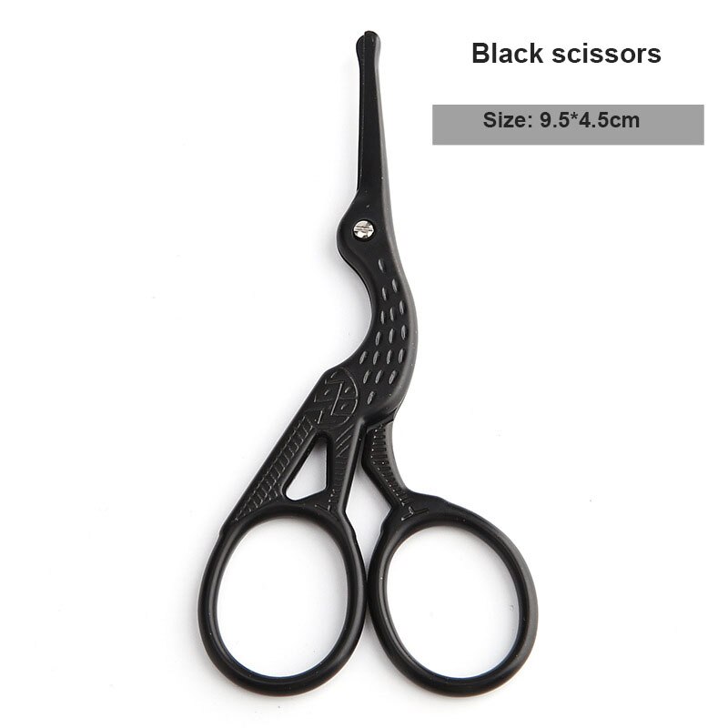 Ciseaux de Type grue en acier inoxydable, tête ronde de sécurité, tondeuse manuelle pour nez, cheveux, beauté, rasage de barbe, petits ciseaux: black