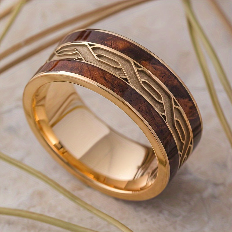 anillo para hombre, dos tonos, empalme, bucle tallado, corte de , cara, alto brillo, patrón cuadrado, par de anillos