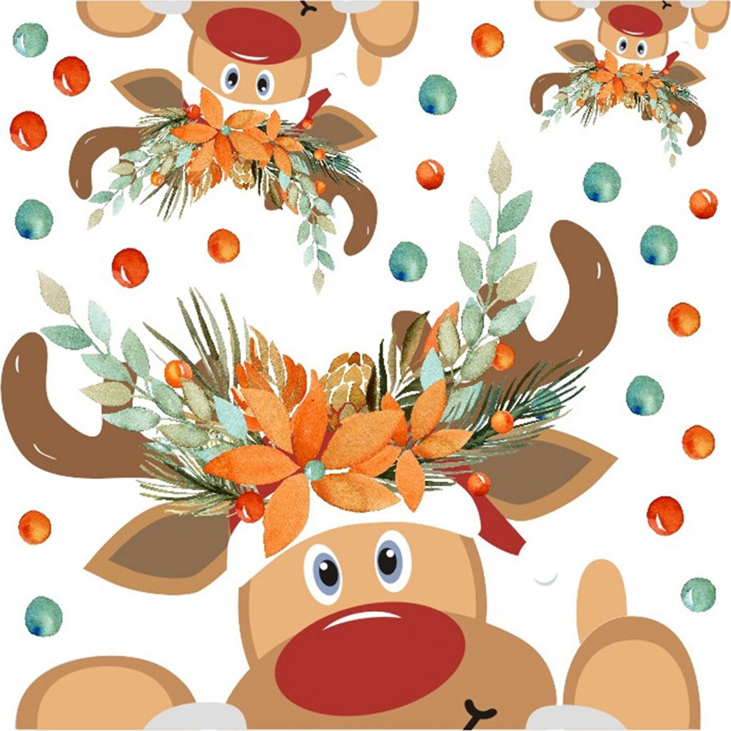 Merry Christmas Background Wall Sticker Window Home Decor Decal Decoration Christmas Day Decorations Happy Year Рождество#T2: Default Title