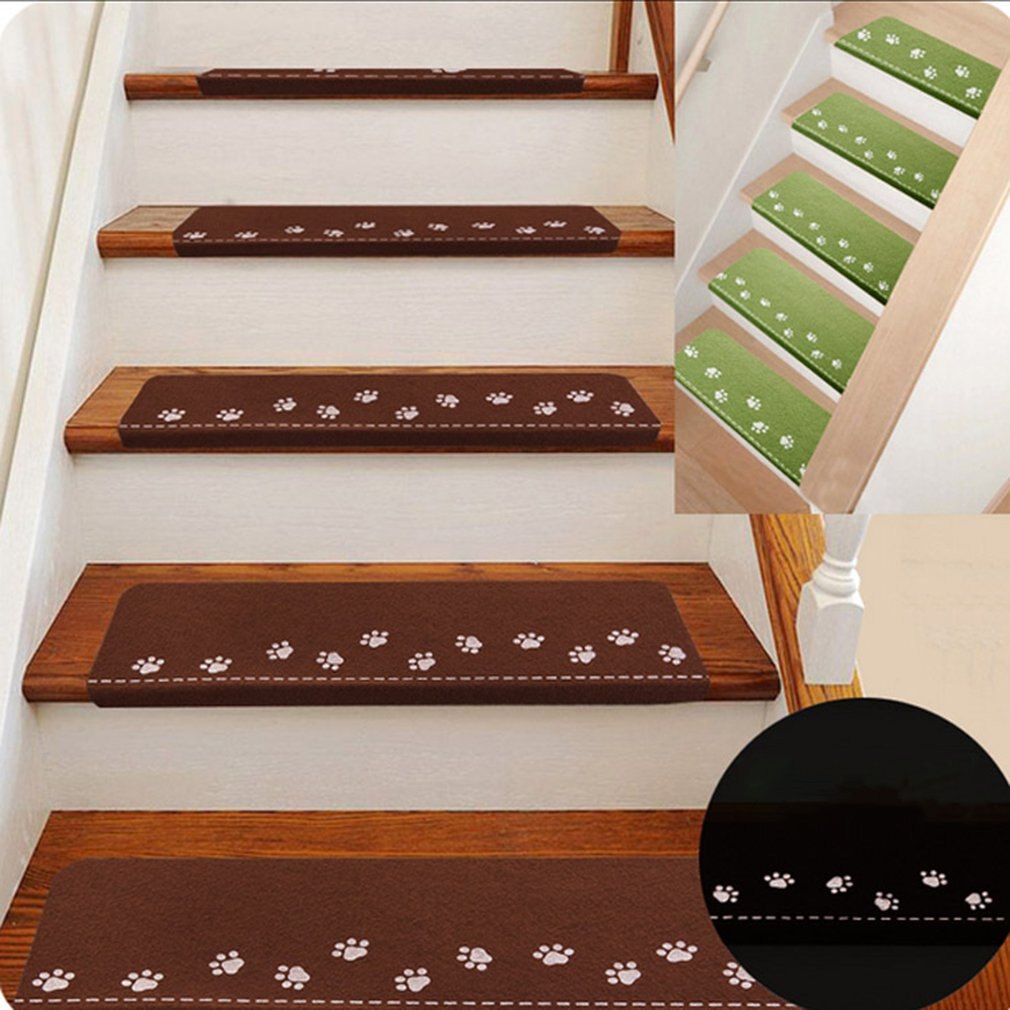 Luminous Carpet Stair Treads Skid-Resistant Rubber Backing Gripper Non-Slip Carpet Stair Treads Washable Stair Mat