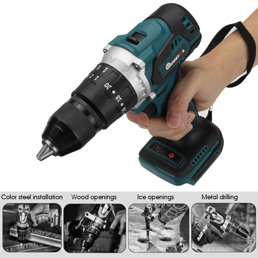 3 in 1 Brushless Electric Screwdriver Electric Hammer Drill 20+3 Torque Cordless Impact Drill For Makita 18V Battery Power Tools