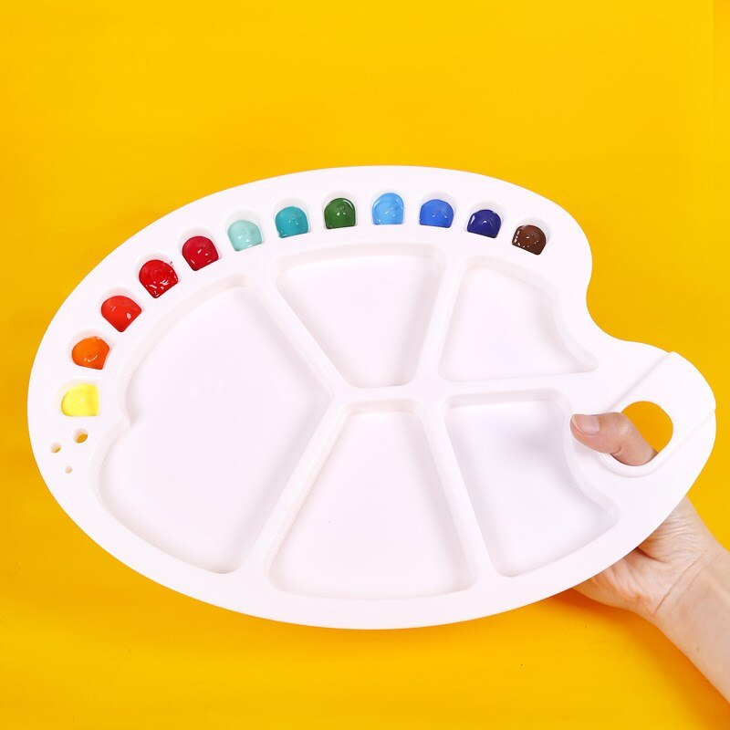 17-Hole Plastic Palet Wit Schoon Aquarel Gouache Acryl Ovale Palet Schilderij Tool