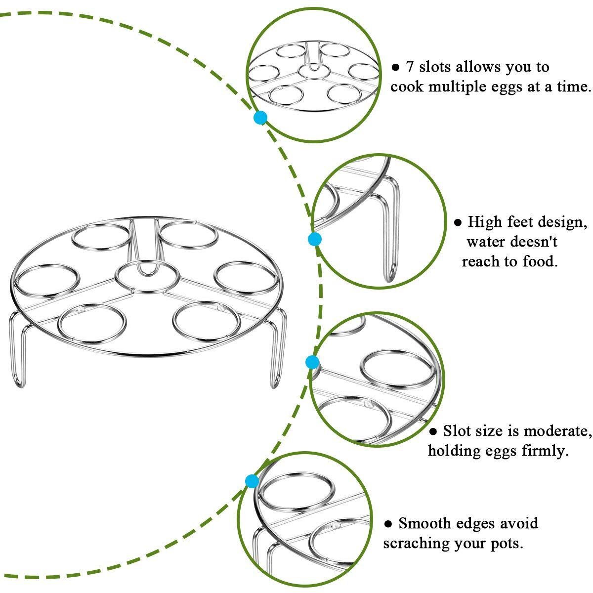 Steamer Basket With Egg Steamer Rack For Instant And Pressure Cooker Accessories Vegetable Steam Rack Stand Fits 5,6,8 Qt