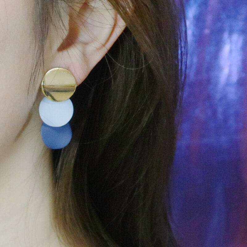 Korean Geometric Statement Hanging Earrings for Women Gold Round Circle Earring Punk Metal Earring Ear Jewelry