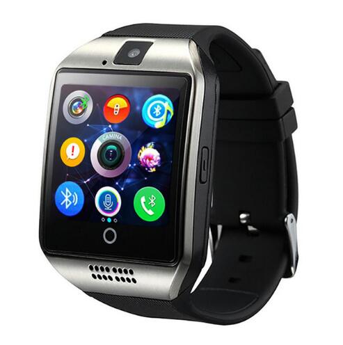 Bluetooth montre intelligente hommes Q18 avec caméra Facebook Whatsapp Twitter synchronisation SMS Smartwatch prise en charge de la carte SIM TF pour IOS Android: Argent