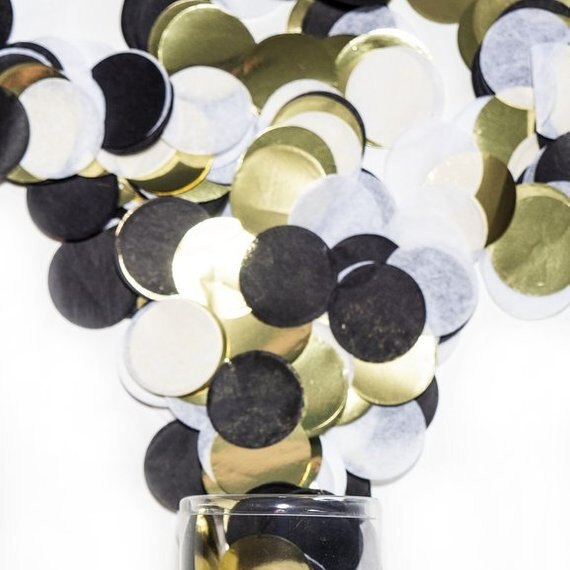 25gm 1cm Paper Black White Yellow Confetti round wedding Birthday Party Decor Bachelor party filer Table event party Supplies: black-white-gold