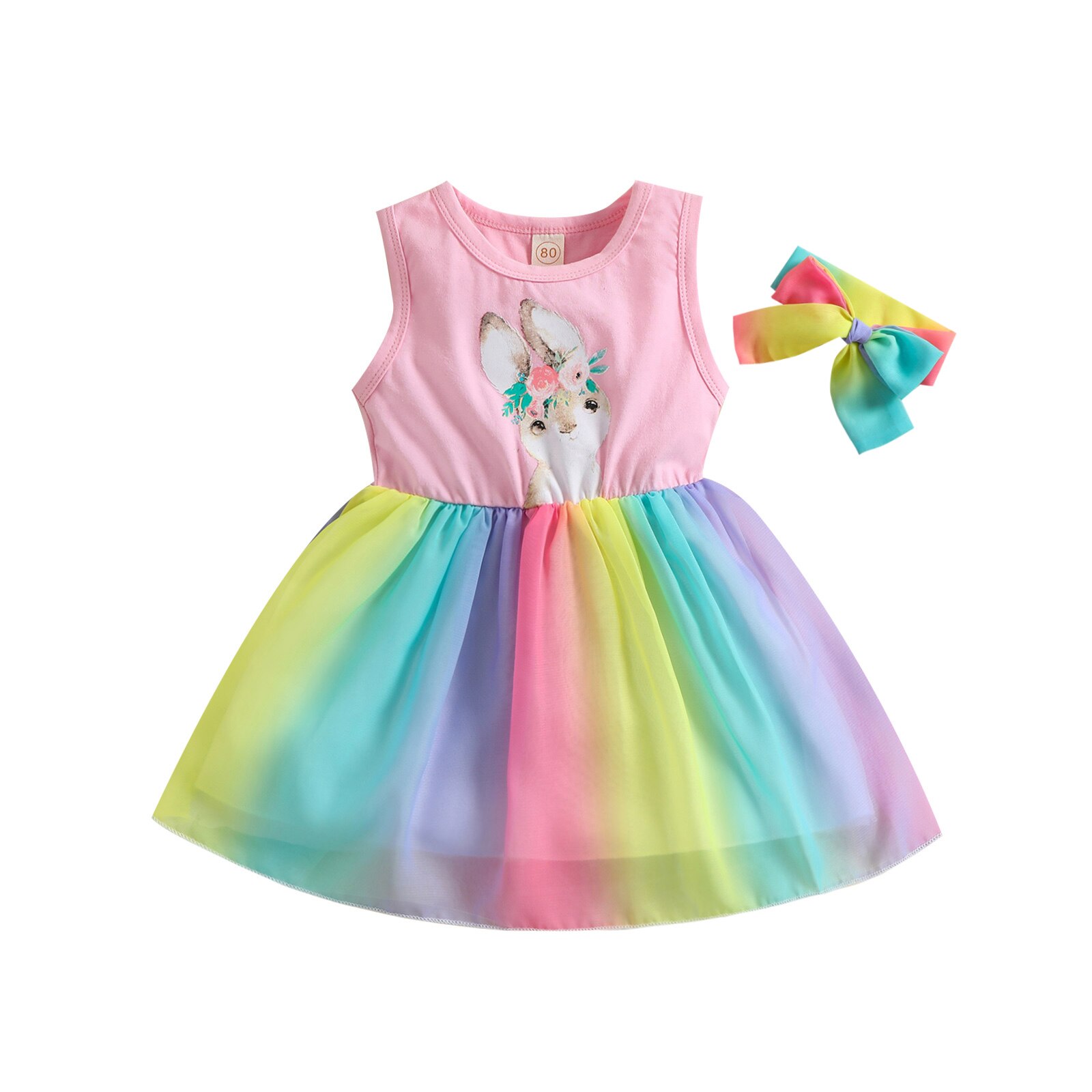Ma &amp; Baby 6M-4Y pasqua Infant Toddler Kid Baby Girls Dress Bunny Flower Print Tutu abiti da festa per ragazze costumi D35: 6-12M