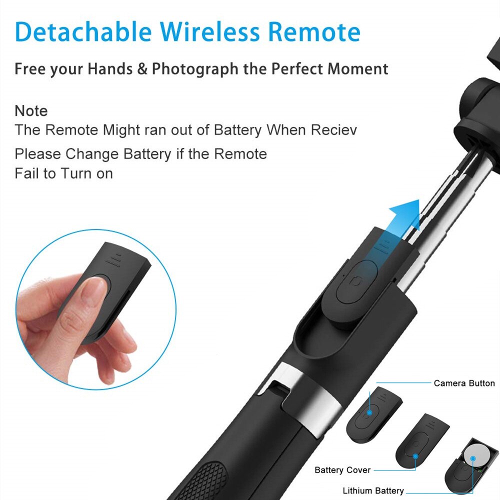 Wireless Bluetooth Selfie Stick Tripod, Foldable Tripod and Monopod with Remote Shutter, Suitable for Iphone Samsung Huawei