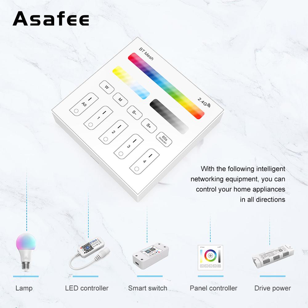 Bluetooth berøringsbryter hvit krystallglass panel led dimmer bt mesh smart berøringspanel fjernkontroll for smart hjem