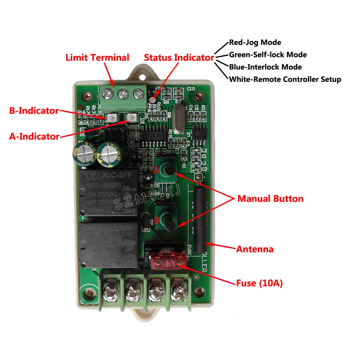 DC 9-30V 10A Positive Inversion Controller &Wireless Remote Control for Forward Reverse Rotation of DC Motor / Linear Actuator
